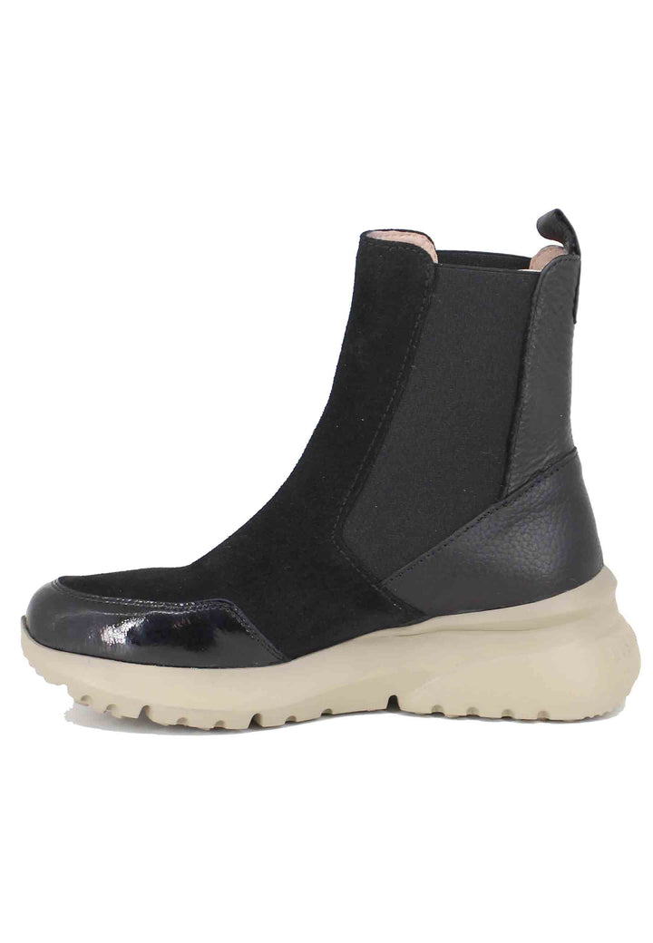 Spatarella Sneakers donna a stivaletto in pelle e tessuto nero Rio Black Fino al 60% di sconto