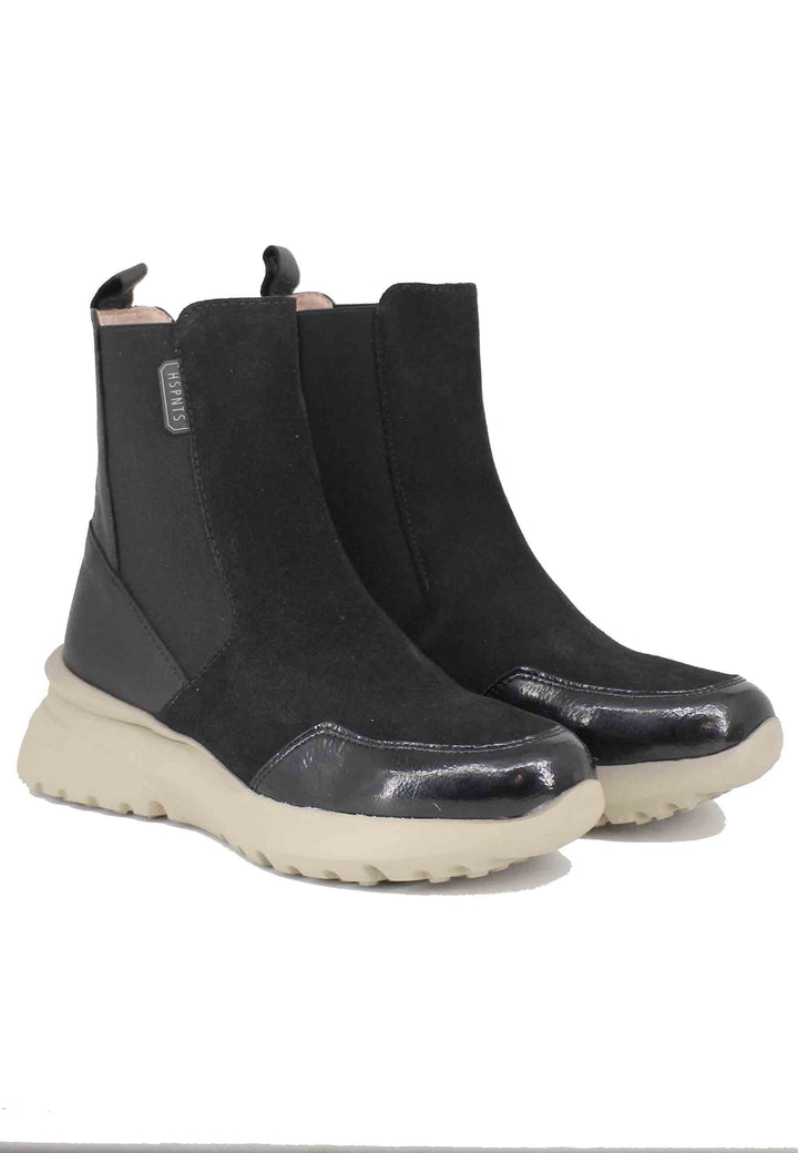 Spatarella Sneakers donna a stivaletto in pelle e tessuto nero Rio Black Fino al 60% di sconto