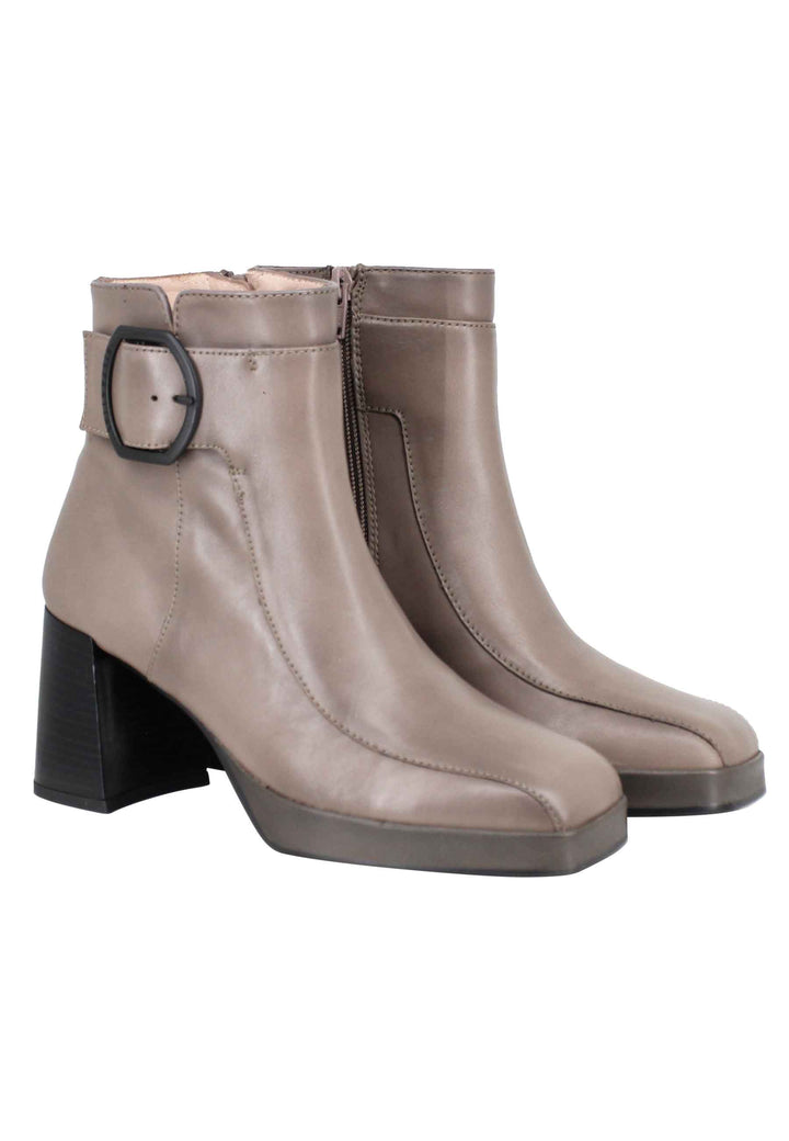 Spatarella Stivaletti donna in pelle grigia con cinturino tacco e plateau Offerta speciale della fabbrica