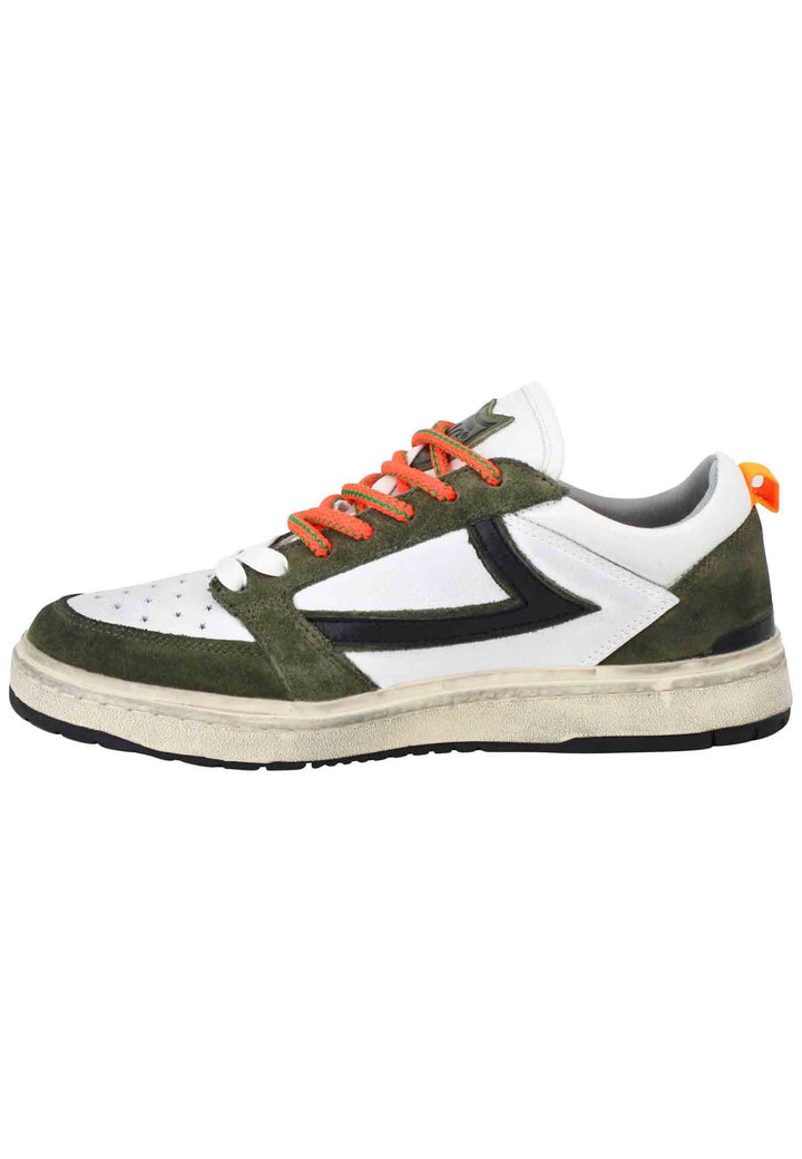 Spatarella Sneakers uomo Starlight Classic in pelle bianca con riporti in pelle verde Super sconto