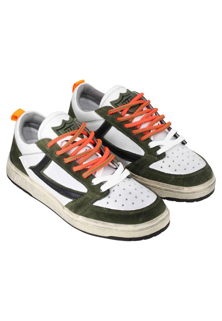 Spatarella Sneakers uomo Starlight Classic in pelle bianca con riporti in pelle verde Super sconto