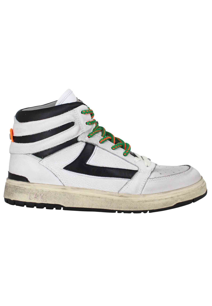 Spatarella Sneakers uomo Starlight Vintage High in pelle bianca con riporti in pelle nera