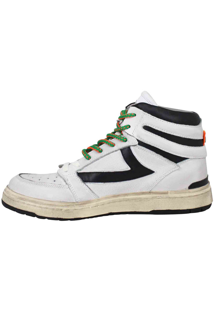 Spatarella Sneakers uomo Starlight Vintage High in pelle bianca con riporti in pelle nera Limitato a 3 giorni