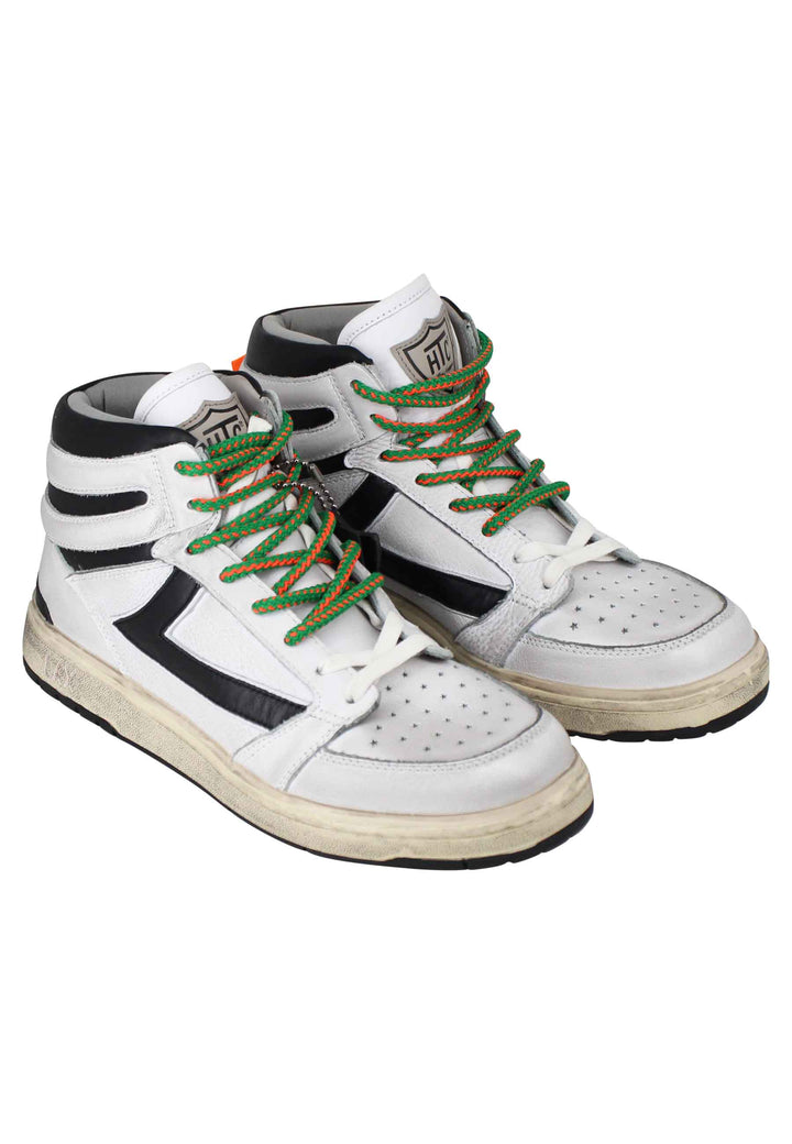 Spatarella Sneakers uomo Starlight Vintage High in pelle bianca con riporti in pelle nera Limitato a 3 giorni