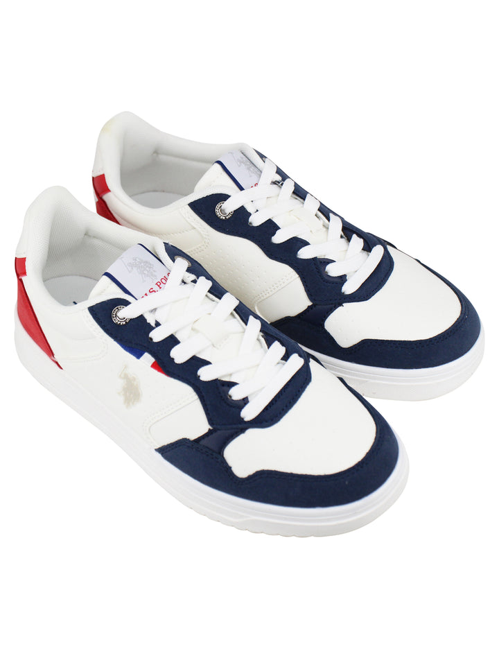 Spatarella Sneakers uomo in eco pelle vintage bianco e blu Black Friday Prezzi