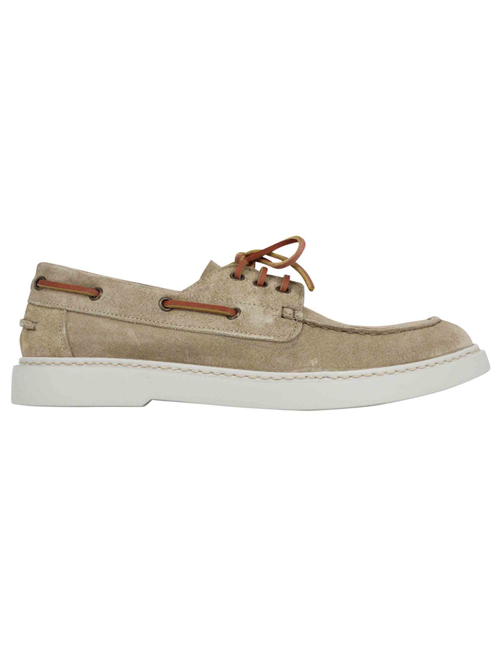Spatarella Stringate uomo in camoscio beige con lacci in cuoio 50% di sconto per tempo limitato