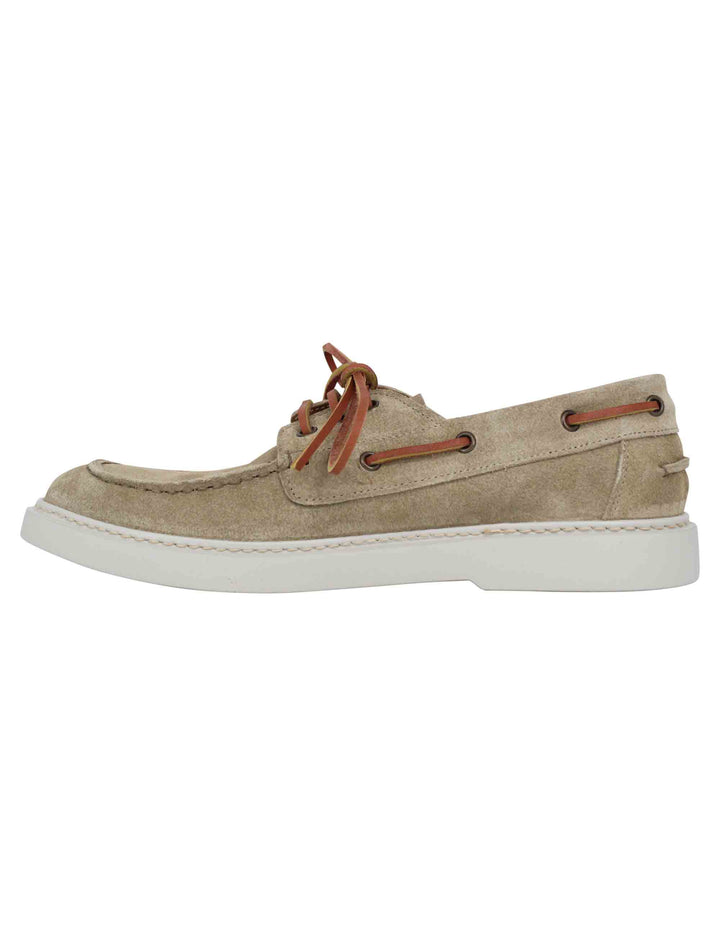 Spatarella Stringate uomo in camoscio beige con lacci in cuoio 50% di sconto per tempo limitato