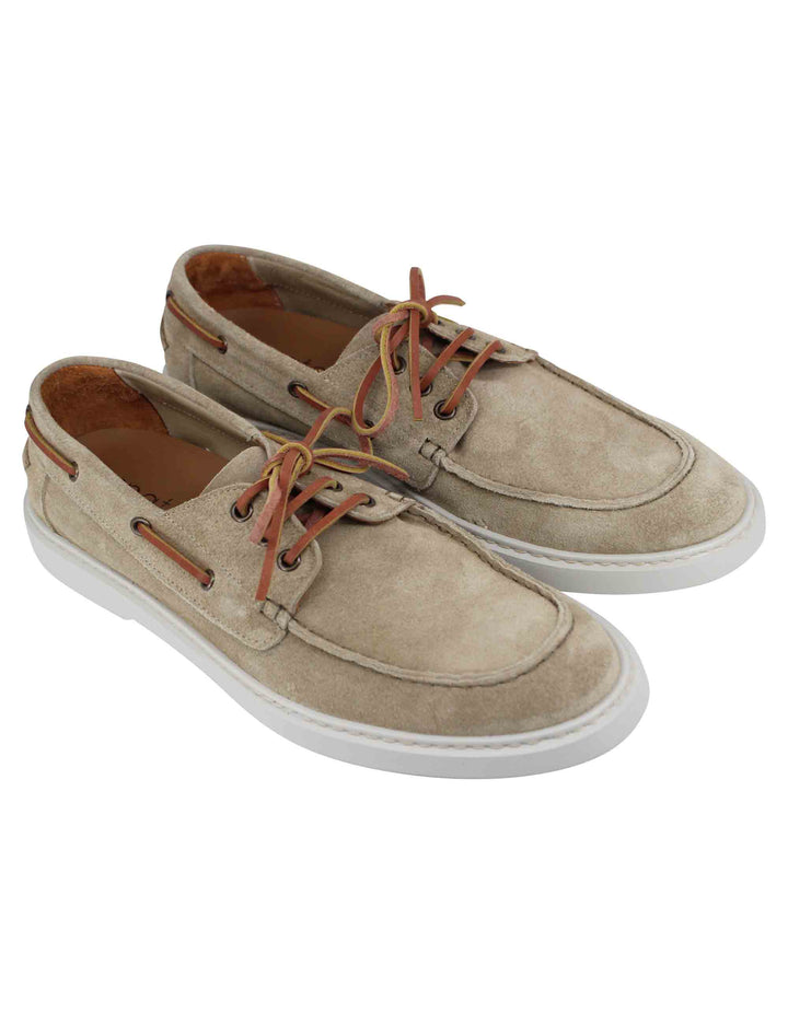 Spatarella Stringate uomo in camoscio beige con lacci in cuoio 50% di sconto per tempo limitato