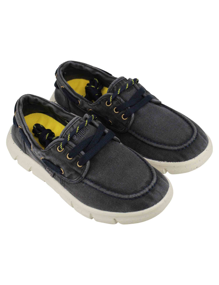 Spatarella Stringate uomo tabasco boat in tessuto blu con suola ultra leggera Italy