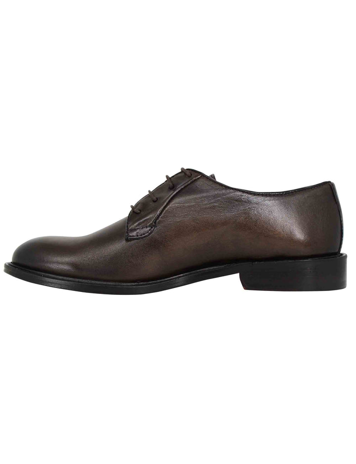 Spatarella Stringate uomo in pelle marrone con suola in cuoio cucita Italia
