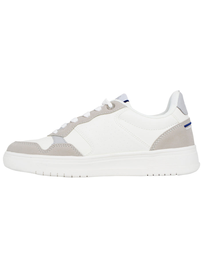 Spatarella Sneakers uomo in eco pelle vintage bianco e beige Nuovo