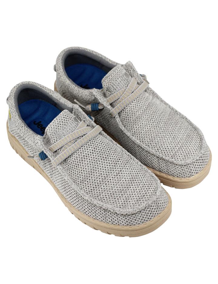 Spatarella Stringate uomo Samoa Wallabee Knit in tessuto grigio Promozione