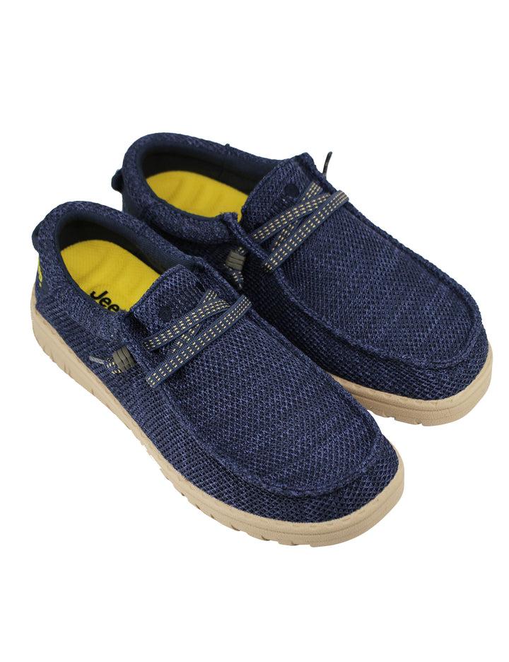 Spatarella Stringate uomo Samoa Wallabee Knit in tessuto blu Spedizione Gratuita