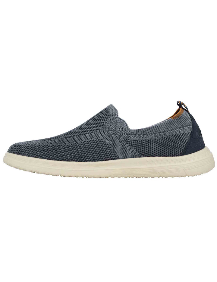 Spatarella Mocassini uomo Karoo slip on in tessuto blu con suola in gomma Pezzi Unici