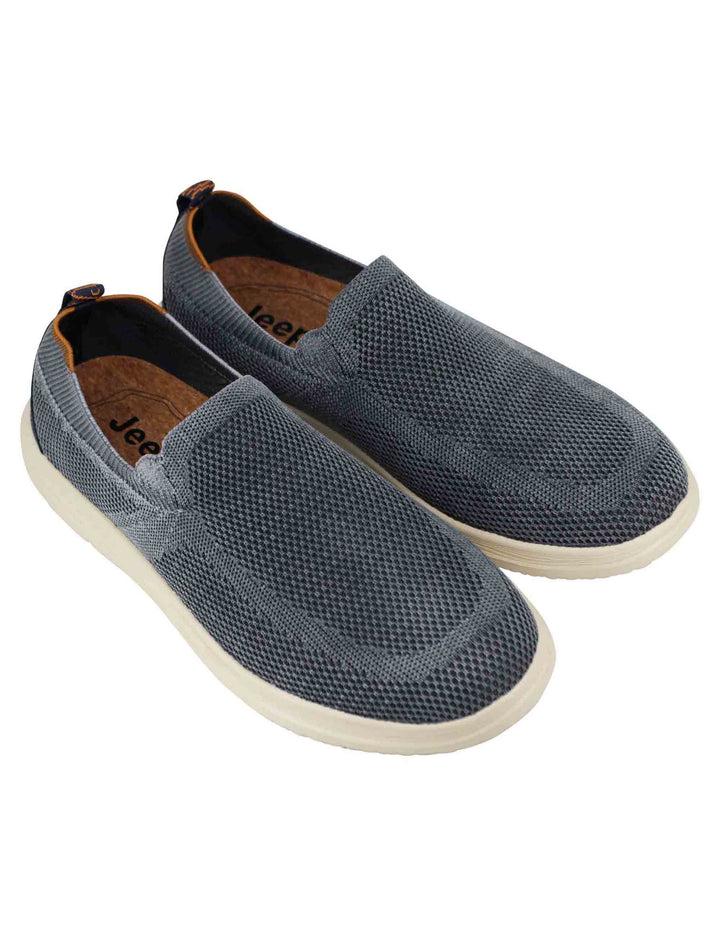 Spatarella Mocassini uomo Karoo slip on in tessuto blu con suola in gomma Pezzi Unici