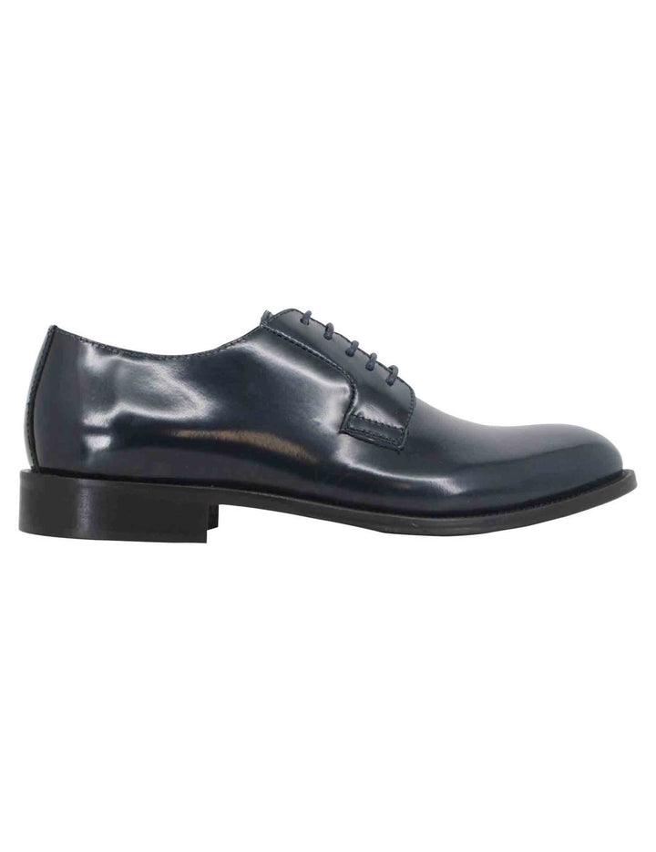 Spatarella Stringate uomo in pelle blu con suola in cuoio Shopping Online