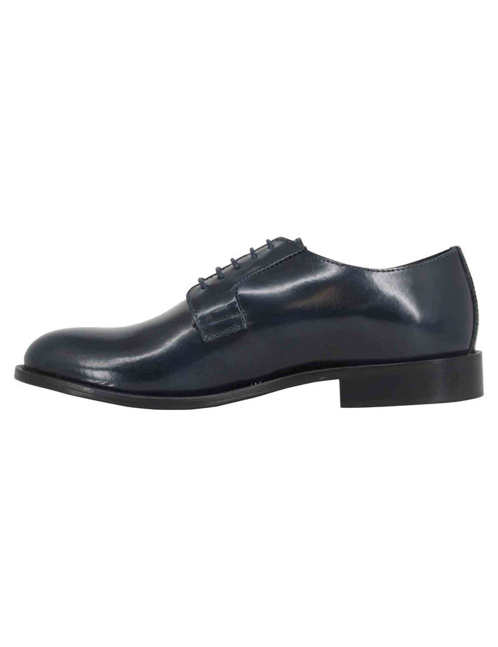 Spatarella Stringate uomo in pelle blu con suola in cuoio Shopping Online