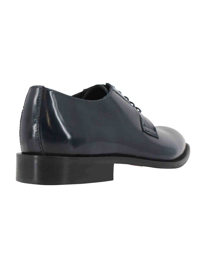 Spatarella Stringate uomo in pelle blu con suola in cuoio Shopping Online