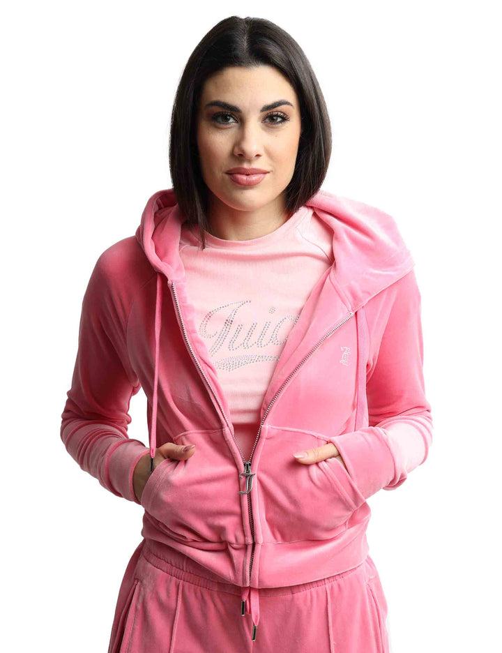 Spatarella Felpe donna Madison in tessuto rosa con cappuccio e zip Affare Del Giorno