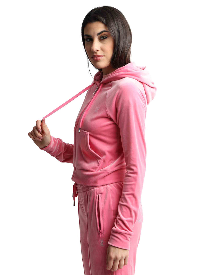 Spatarella Felpe donna Madison in tessuto rosa con cappuccio e zip Affare Del Giorno