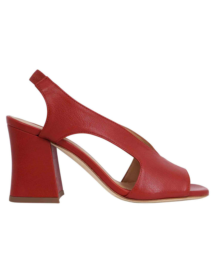 Spatarella Sandali slingback donna in pelle mattone con tacco alto