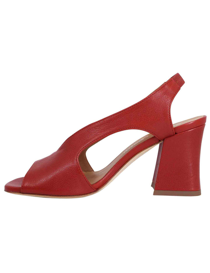 Spatarella Sandali slingback donna in pelle mattone con tacco alto Presa