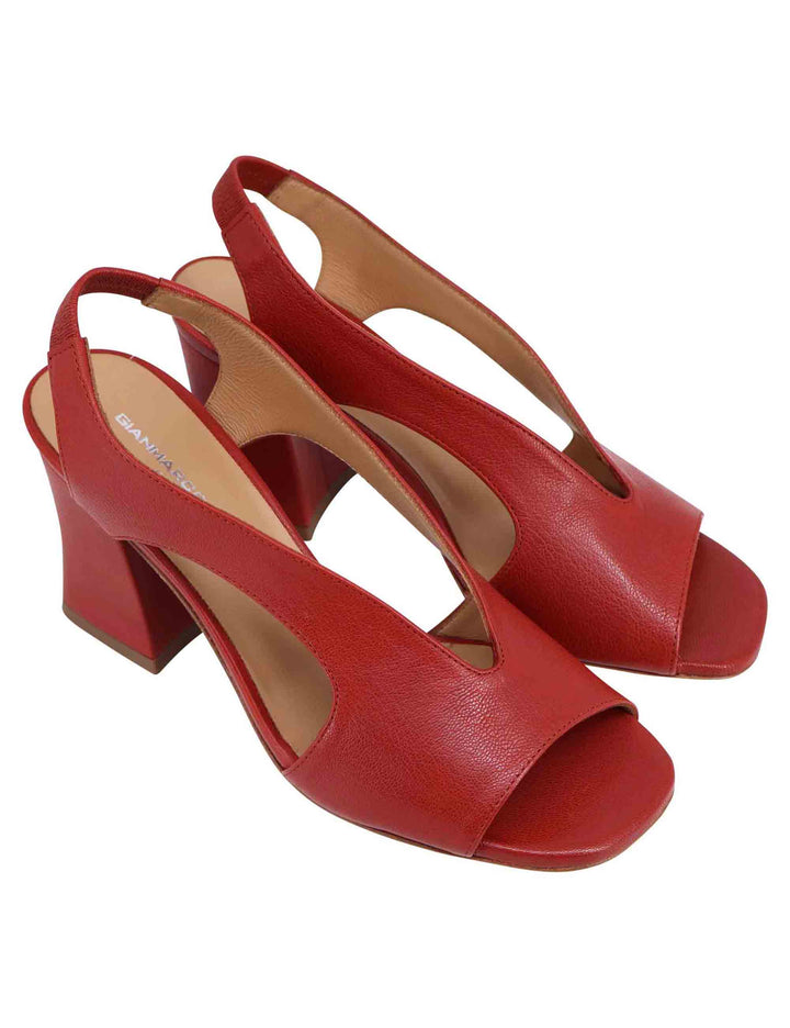 Spatarella Sandali slingback donna in pelle mattone con tacco alto Presa
