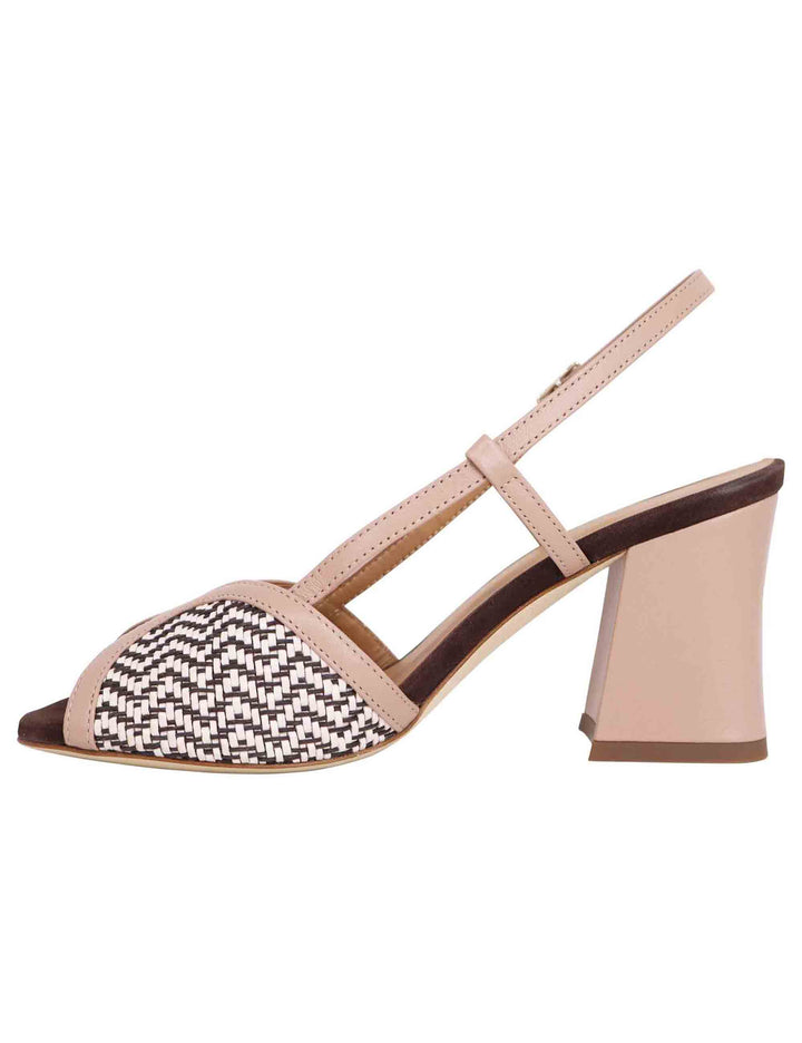 Spatarella Sandali donna slingback in pelle cipra bicolore con tacco alto Online
