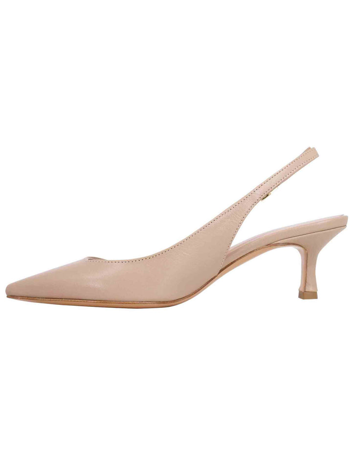 Spatarella Decollete slingback donna in pelle taupe tacco basso Hotsell