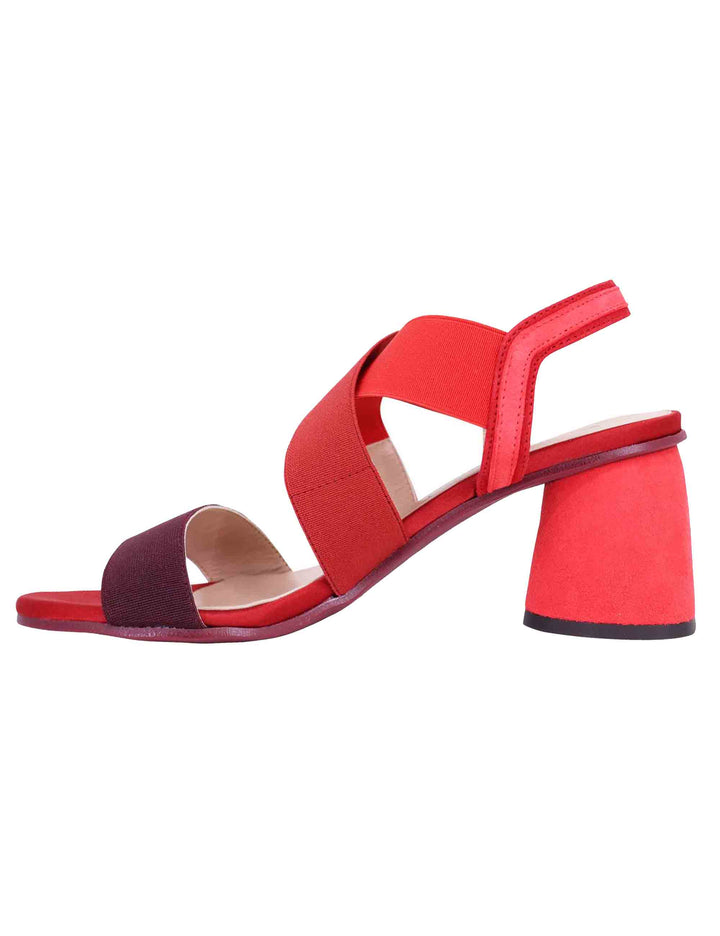 Spatarella Sandali slingback donna in tessuto bordeaux con tacco in tinta Negozio