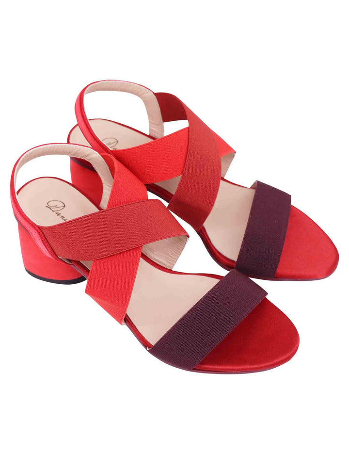 Spatarella Sandali slingback donna in tessuto bordeaux con tacco in tinta Negozio