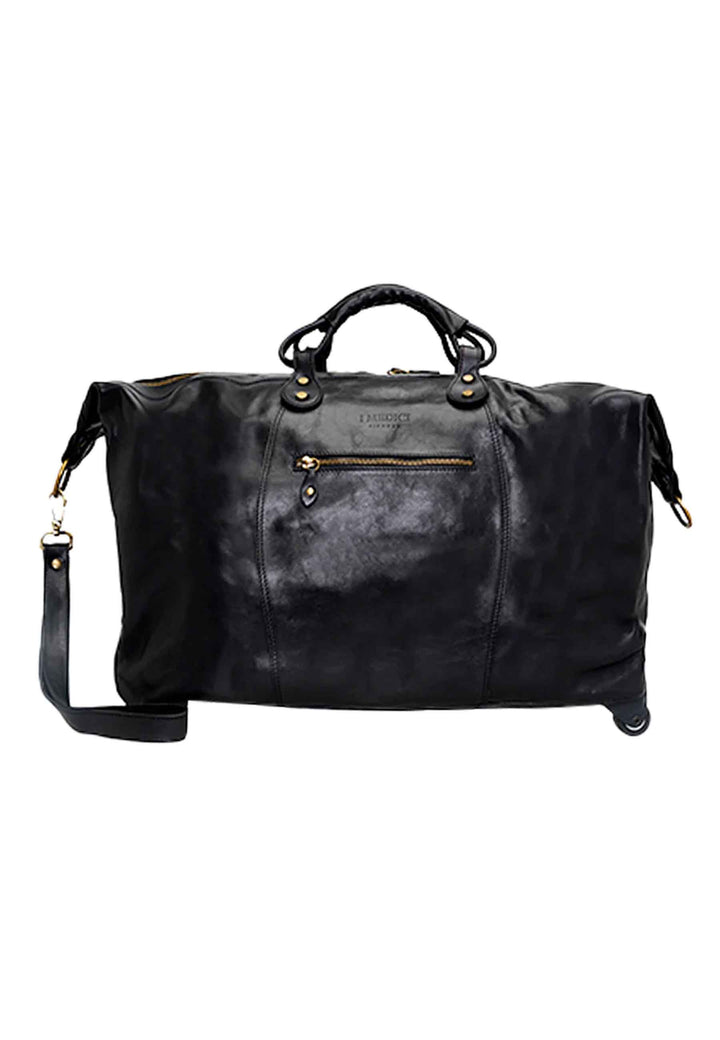 Spatarella Borsone trolley uomo in pelle nero con tirante in pelle Sconto di tempo limitato