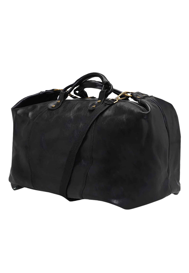 Spatarella Borsone trolley uomo in pelle nero con tirante in pelle Sconto di tempo limitato