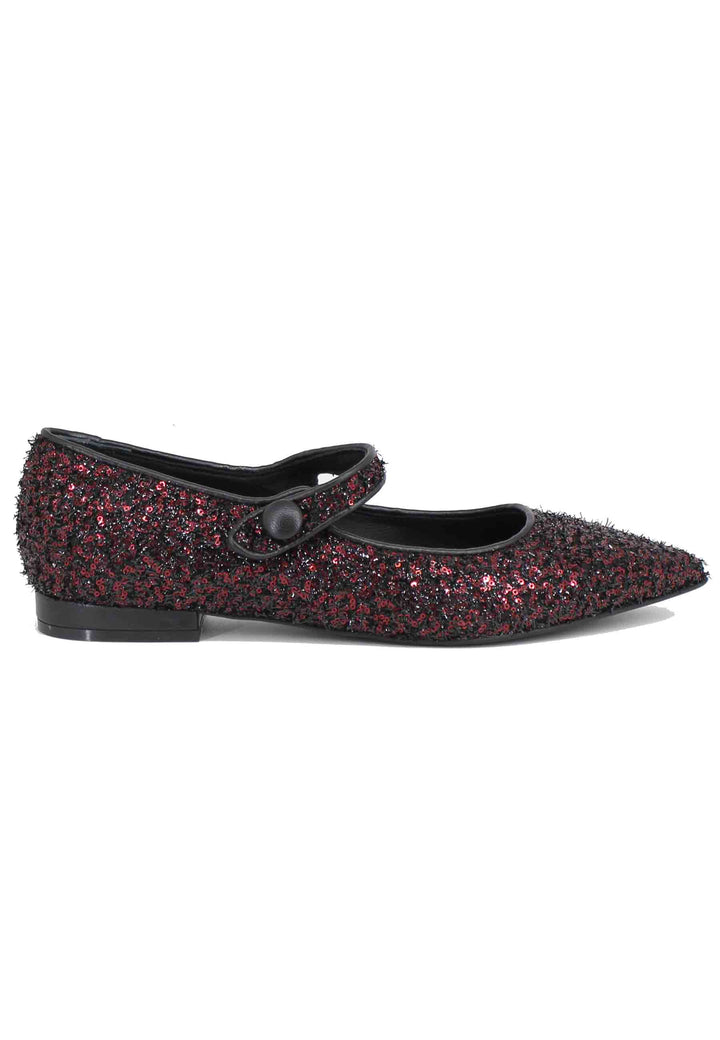 Spatarella Ballerine donna in tessuto glitter rosso Negozio online di fabbrica