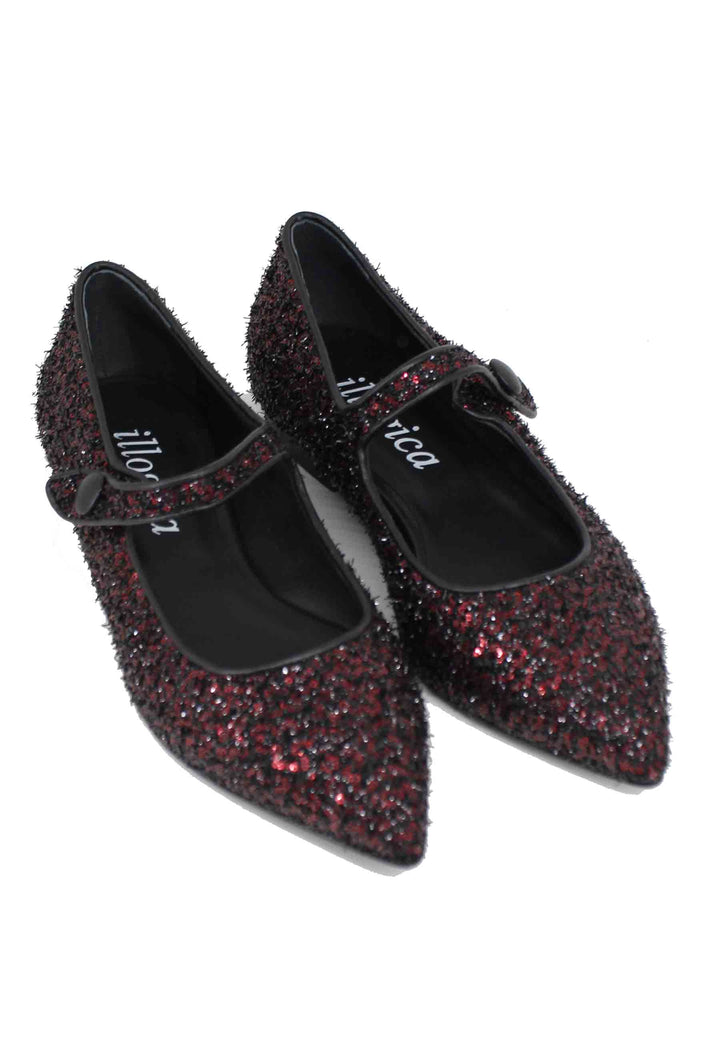 Spatarella Ballerine donna in tessuto glitter rosso Negozio online di fabbrica