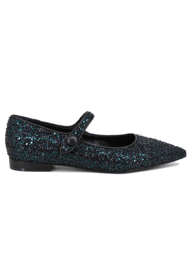 Spatarella Ballerine donna in tessuto glitter verde