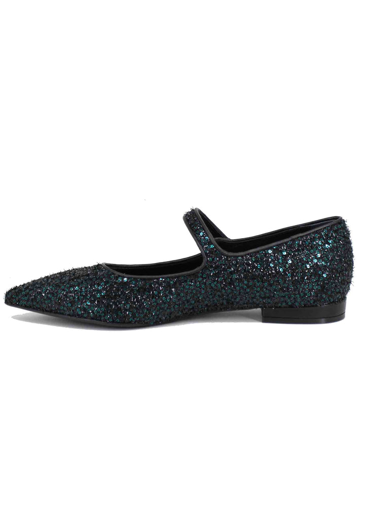 Spatarella Ballerine donna in tessuto glitter verde Prezzo di fabbrica