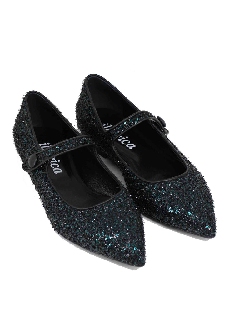 Spatarella Ballerine donna in tessuto glitter verde Prezzo di fabbrica