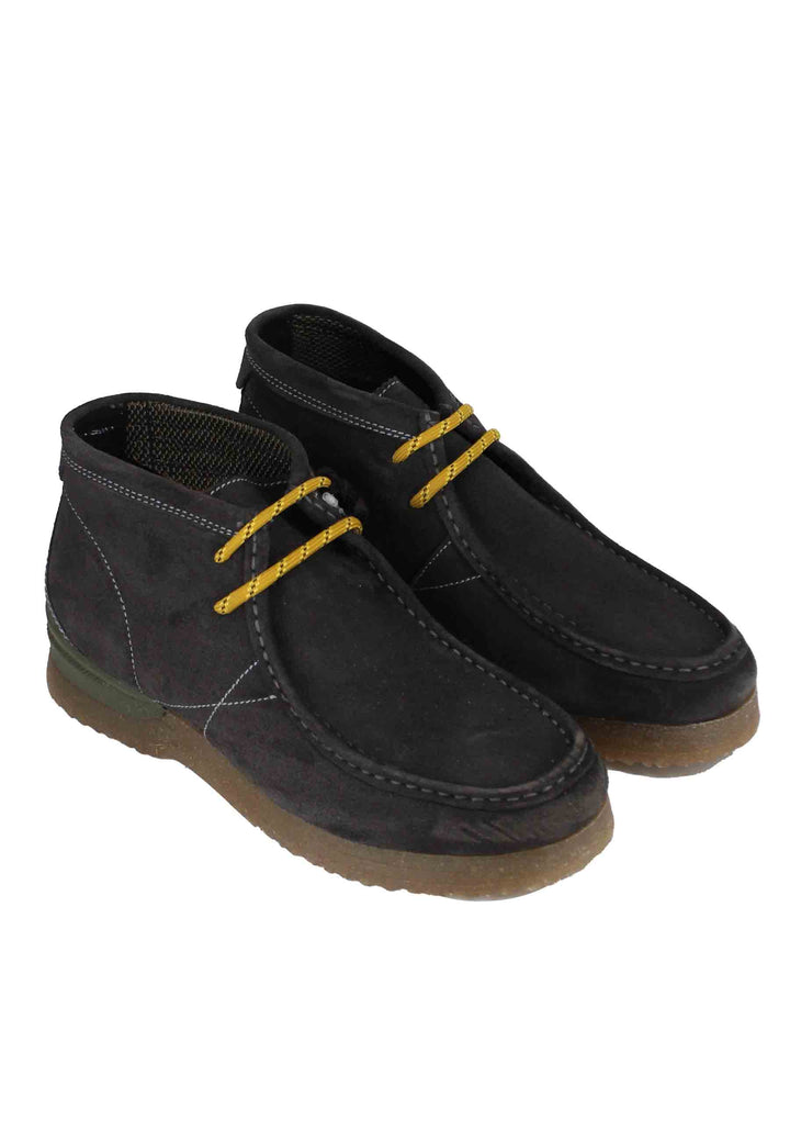Spatarella Stivaletti polacchine uomo in camoscio grigio con suola in para Bantam Offerta natalizia