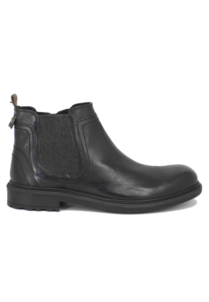 Spatarella Stivaletti uomo in pelle nera con zip laterale e suola in gomma Mywood Chelsea