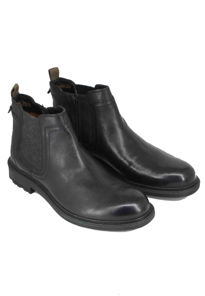 Spatarella Stivaletti uomo in pelle nera con zip laterale e suola in gomma Mywood Chelsea Offerta Anniversario