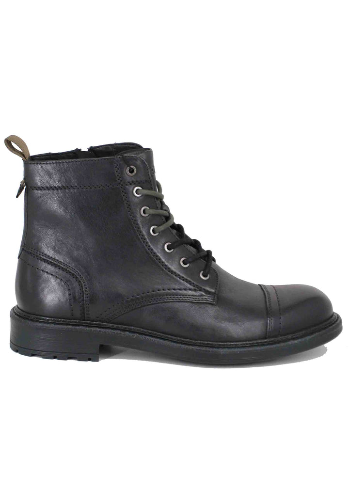 Spatarella Stivaletti uomo stringati in pelle nera Maywood