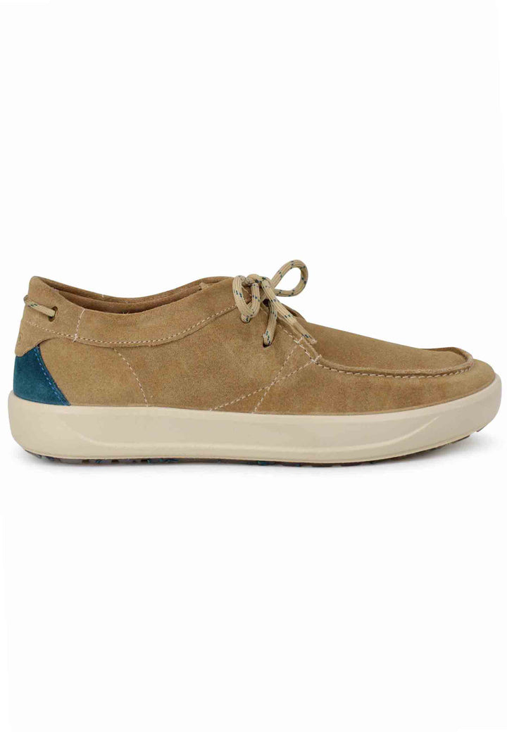 Spatarella Stringate uomo Bob Cat in camoscio beige con suola in gomma