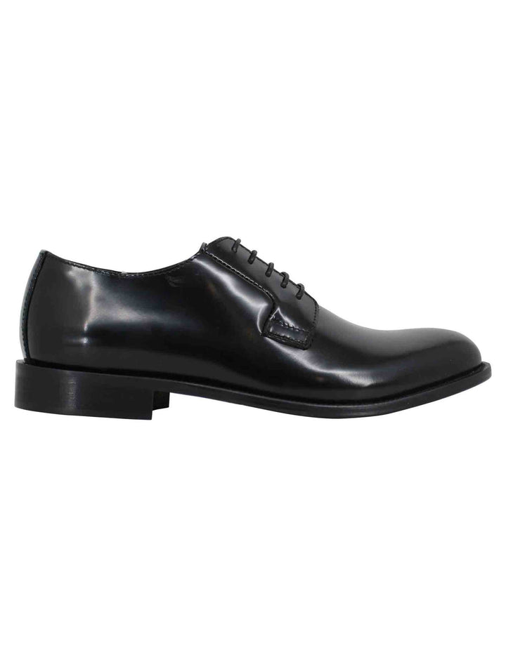 Spatarella Stringate uomo in pelle nera con suola in cuoio Offerta migliore