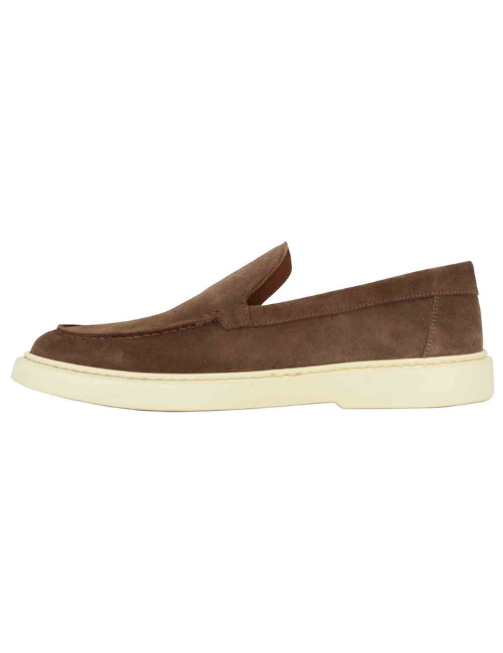 Spatarella Mocassini uomo in camoscio cuoio con suola in gomma vintage Offerta temporanea