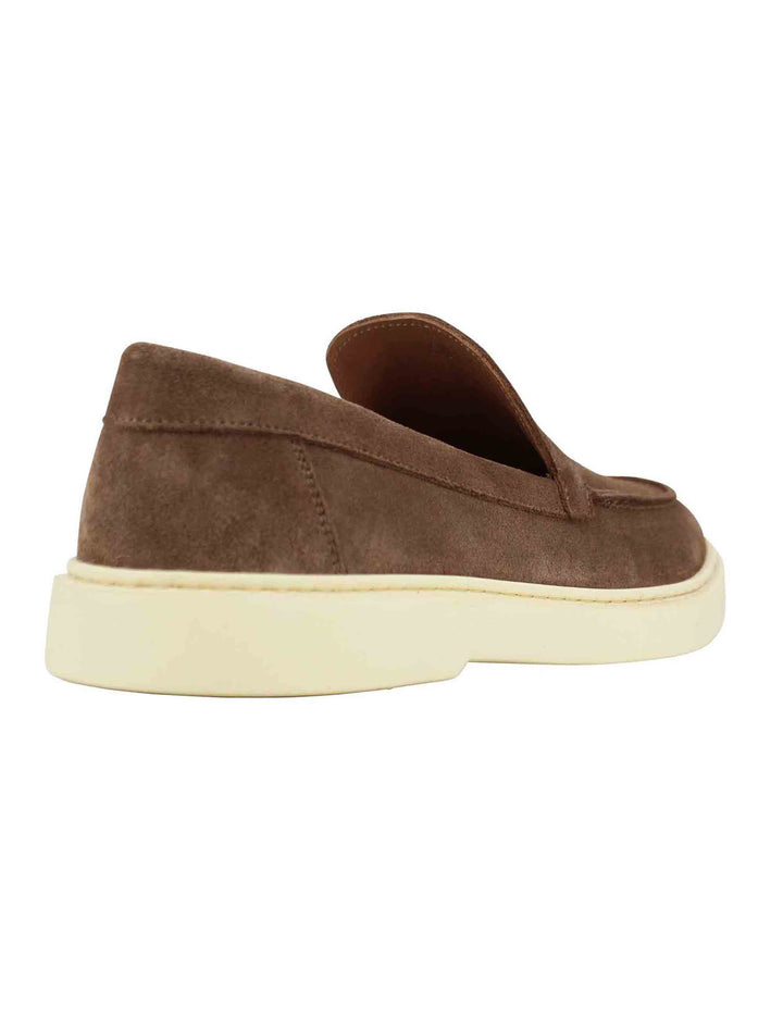 Spatarella Mocassini uomo in camoscio cuoio con suola in gomma vintage Offerta temporanea