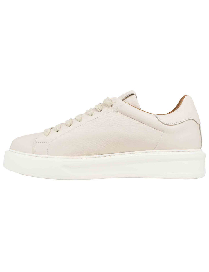 Spatarella Sneakers uomo in pelle beige martellata con suola alta in gomma Comprane uno, ottenene uno gratis