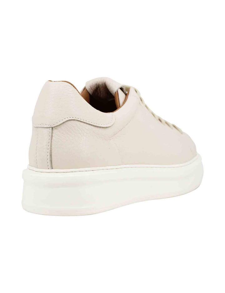 Spatarella Sneakers uomo in pelle beige martellata con suola alta in gomma Comprane uno, ottenene uno gratis