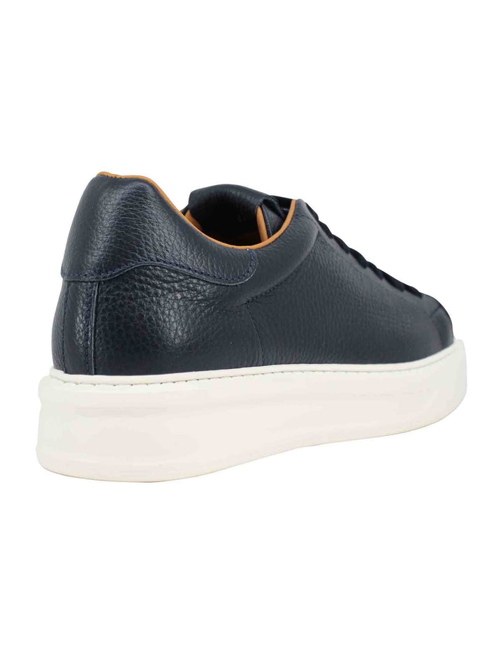 Spatarella Sneakers uomo in pelle blu martellata con suola alta in gomma Offerte giornaliere