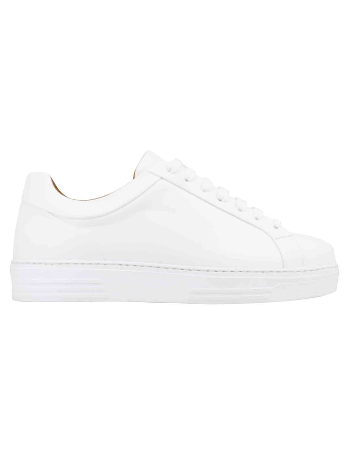 Spatarella Sneakers uomo in pelle bianca con suola alta in gomma extra light